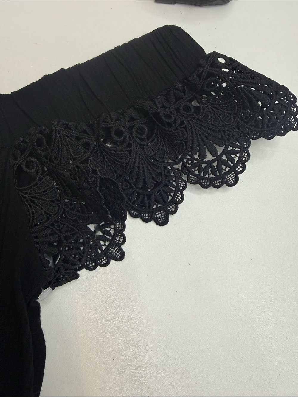 J for Justify Black off the Shoulder Maxi Dress with Crochet Trim Size M - Picture 6 of 10